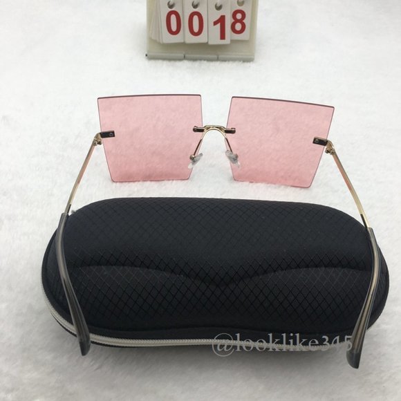 Luxury Rimless Rectangle Slim Rectangle Sunglasses - Picture 3 of 4